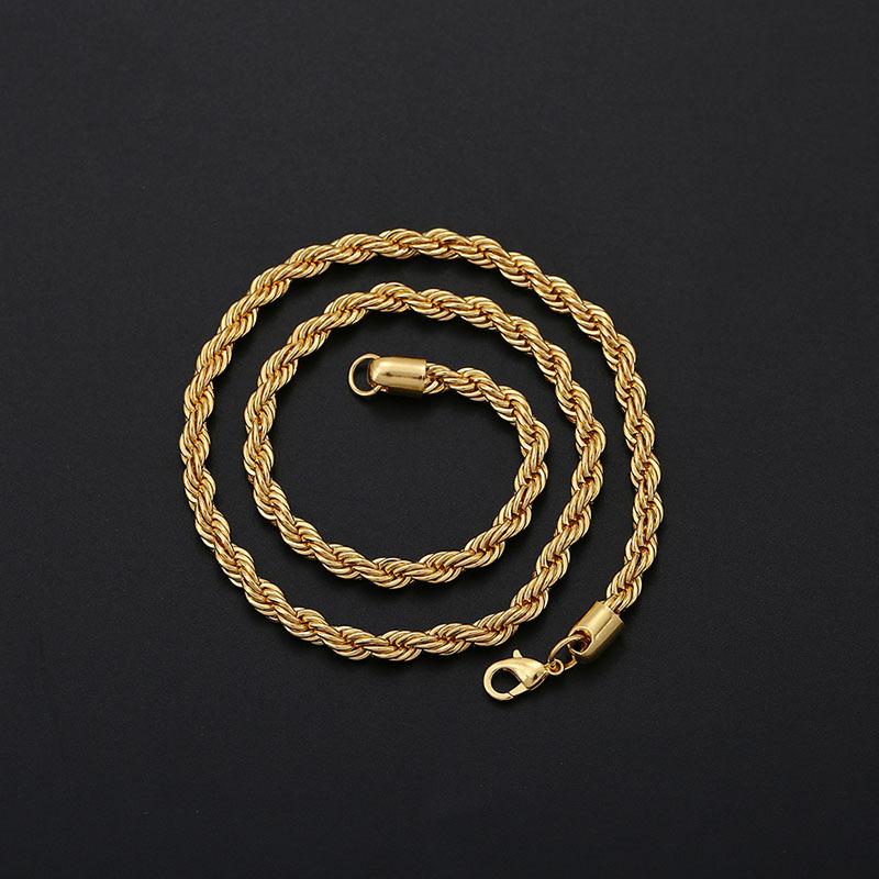 Titanium Steel Necklace Women'S 4Mm Stainless Steel Twist Clavicle Chain Temperament Simple Trend Decoration