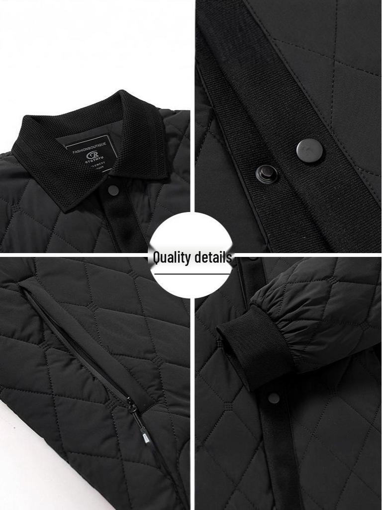 Men's Winter Ribbed Collar Cotton Mulberry Silk Jacket - Business Casual Outerwear