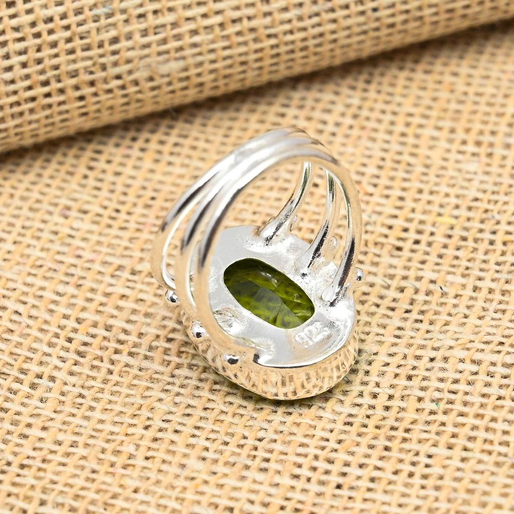 Peridot Edelstein 925 Sterling Silber handgefertigter Schmuckring für Thanksgiving-Geschenk