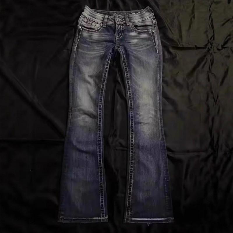 Damen High-Waist Weitbeinige Jeans mit Pailletten Streetwear Stil Lockere Passform Lässige Jeans