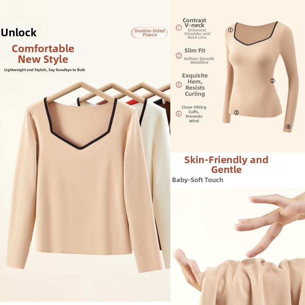 V Neck Women Thermal Clothes Tops and Pants Warmth Long Pants Thermal Underwear Lady