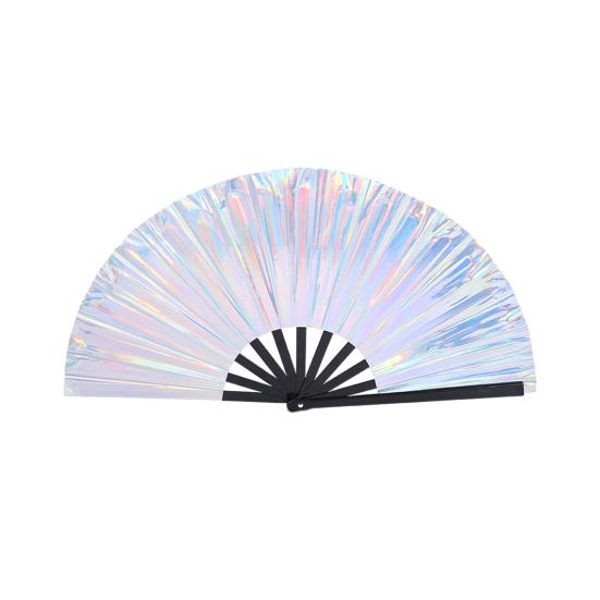 Голографический складной веер Большой переливающийся ручной веер Портативный летний охлаждающий веер Декорация Реквизит для танцевальных выступлений Аксессуары для вечеринок
