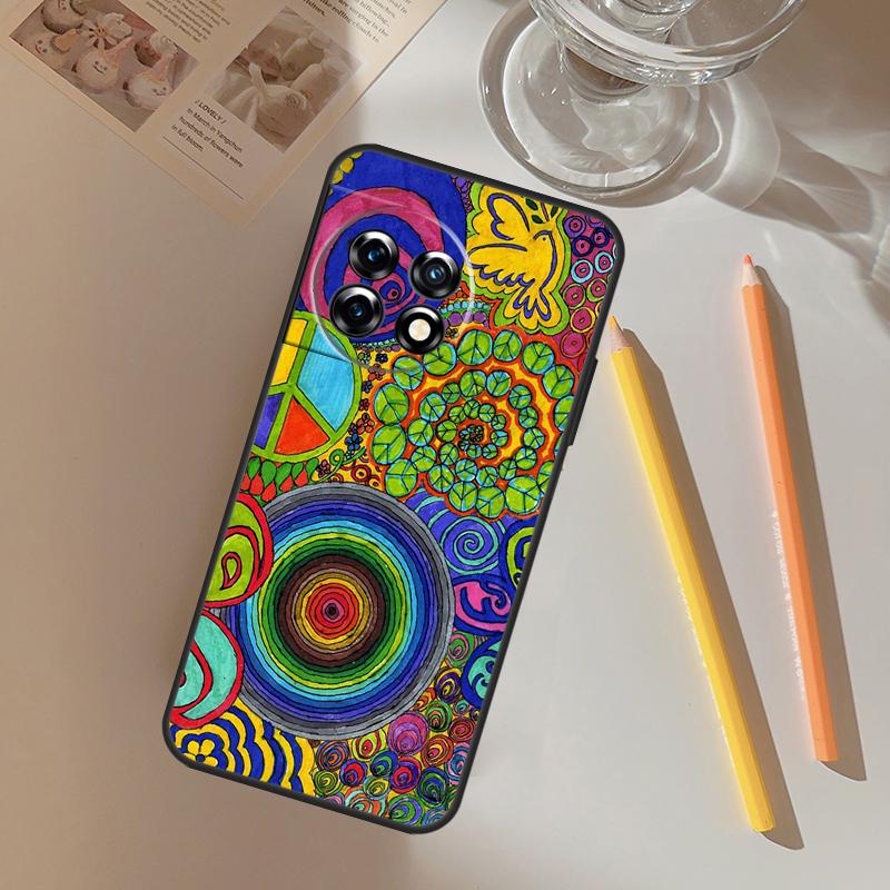Psychedelic Art Peace Funda For OnePlus 12 12R 13 R 11 9 10 Pro 8T 9RT 10T OnePlus Nord 4 CE 2 3 Lite N20 N30 Case