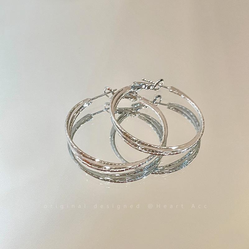 Elegant Silver Hoop Earrings with Unique Design for Women