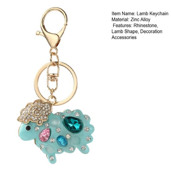 Rhinestone Lamb Keychain Sparkling Sheep Car Key Ring Holder Backpack Purse Handbag Charm Christmas Birthday Gifts for Her