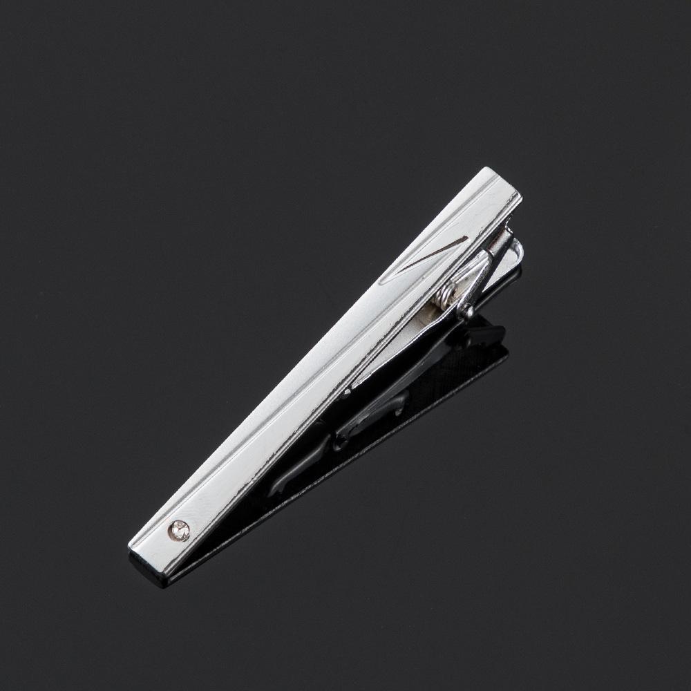 Electroplated Silver Sandblasted Point Diamond Iron Tie Clip, Men'S Business Casual Dress Collar Clip.