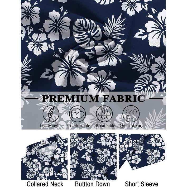 Mens Hawaiian Shirt Short Sleeve Button Down Shirts Tropical Floral Summer Beach Shirts