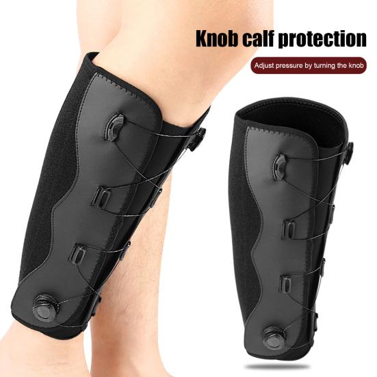 1 Pc Compression Shin Guard for Men And Women Faux Leather Adjustable Calf Protective Sleeve for Football Soccer Sports