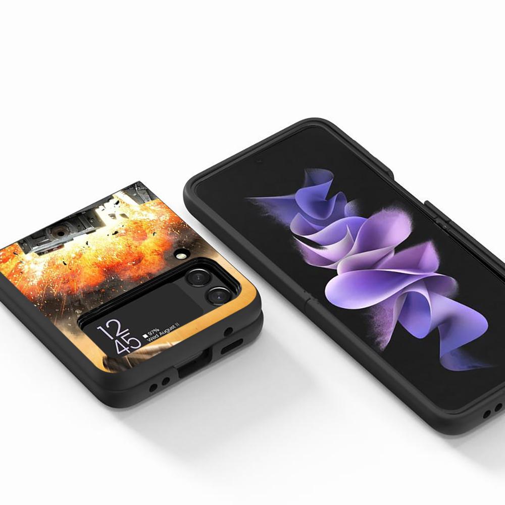 Kryt na mobilní telefon Tanks Fighter Warship pro Samsung Galaxy Z Flip4 Flip3 5G Černý Coque Z Flip 4 3 Tvrdý PC Luxusní Kryt Zflip3