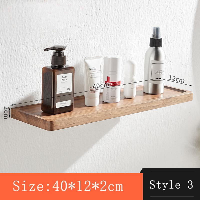 HeMu No Punch-free Walnut Wall One-piece Mirror Front Desk Storage Rack Bathroom Storage Rack Wall Wall Hanging Rack