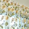 Embroidered Peony Window Room Divider Curtain Line Hanging On Rod Door Valance