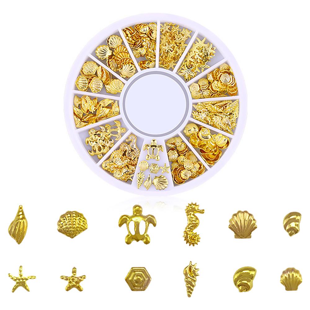 

Океанские шпильки для дизайна ногтей, золотые подвески, летние морские заклепки из металлического сплава, ракушка, морская звезда