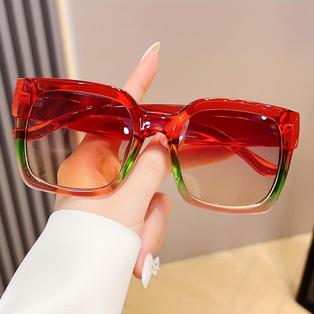 1Pc Unisex Oversized Square Sunglasses - Vibrant Multicolor Novelty Accessory With Retro Rectangular Style For Women And Men