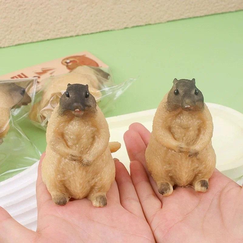 Soft Tpr Fast Rebound Squeeze Toy Realistic Squirrel Prairie Dog Adult Stress Relief Desktop Anxiety Fidget Decompression Toy
