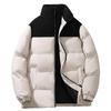 Giacca Invernale da Uomo in Cotone con Colori a Contrasto, Imbottitura Spessa, Vestibilità Ampia, Stile Corto, Collo Alto, Giacca in Cotone Spliced da Coppia
