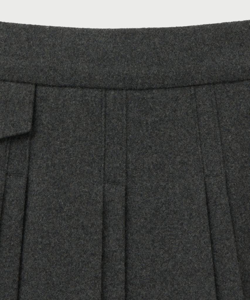 Seteo (W) Wool Blend Pleated Mini Skirt Charcoal