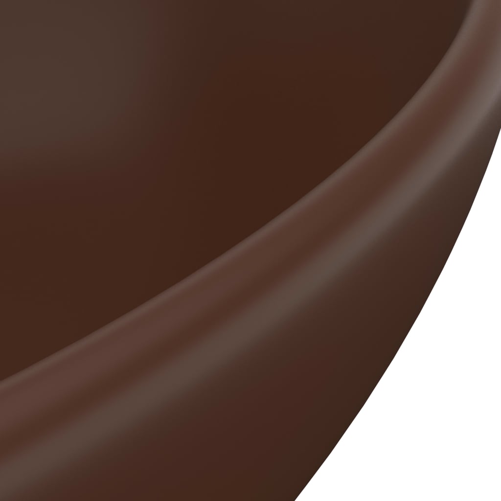 Luxury Oval Wash Basin Matte Dark Brown 40 X 33 Cm Ceramic