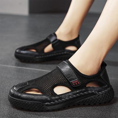 Leichte Herren-Sneaker mit Rutschsohle Klassische Herren-Handgefertigte Sandalen Outdoor-Freizeitsandalen Sommer-Schuhwerk Ausgehöhlte Strandschuhe