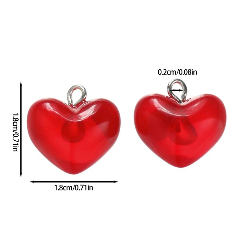 10Pieces Acrylic Charm Handmade Keychain Pendant Heart Shape Decorative Pendant Craft Accessories Corrosion Resistant