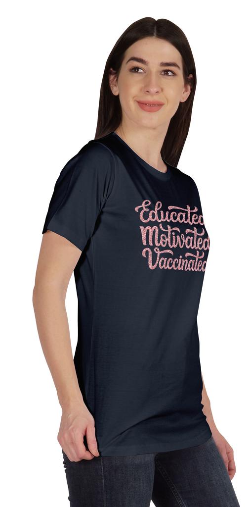 Inkmeso Educated Motivated Vaccinated Funny Pro-Vaccine T-shirt Tops For