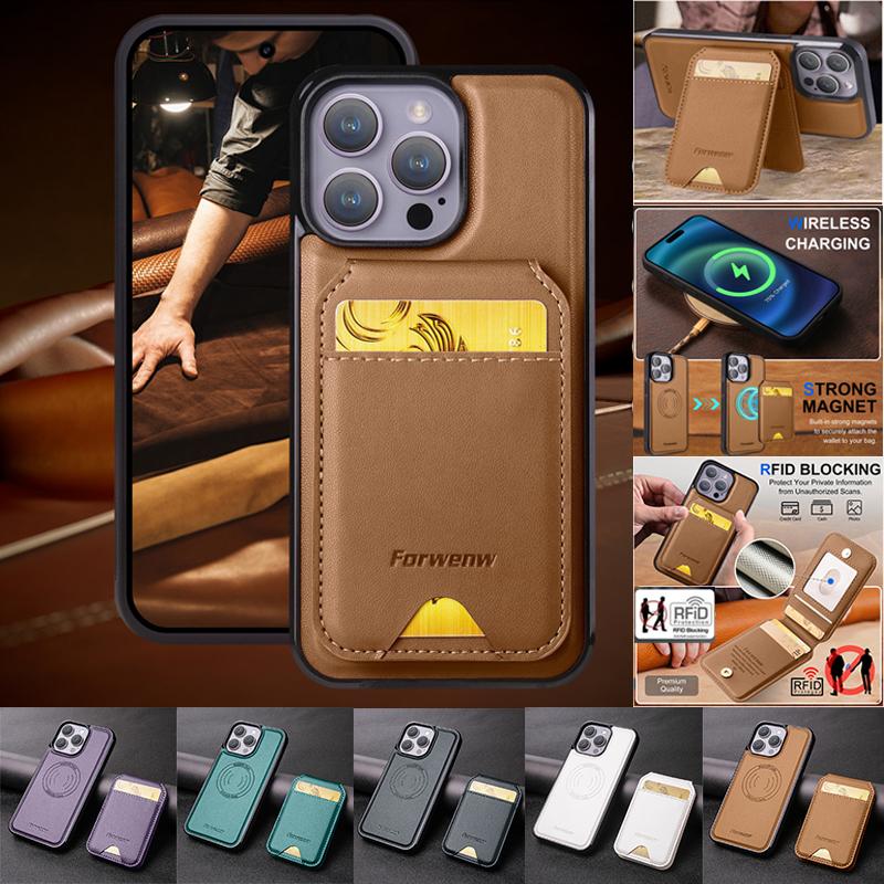 Luxury Leather Wallet Phone Case for iPhone 16 15 Pro 14 13 12Pro 11 XS Pro Max XR Compatible Magnetic MagSafe Wireless Charging