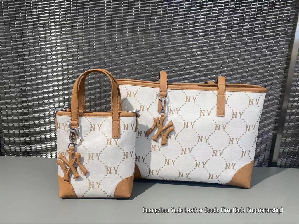 MLB Vintage Monogram Tote Bag - Large Capacity NY Jacquard Logo Handbag (Couple Style)