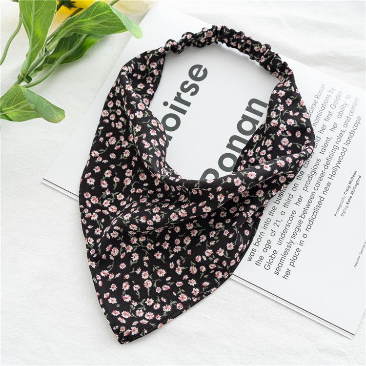 Three States 2025 Women's Thin Floral Headband Scarf: Elastic European & American Triangle Hair Accessory