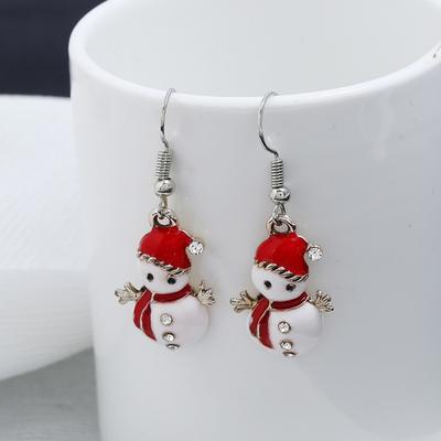 Christmas Crystal Snowman Earrings Enamel Snowflake Socks Pendant Necklaces for Women Girls Xmas 2024 New Year Jewelry Gifts