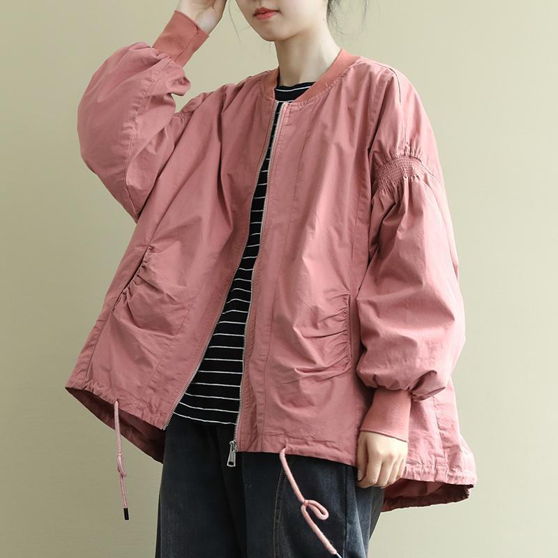 

Свободная литературная ветровка с длинным рукавом, женская, средней длины, весенне-осеннее пальто, однотонная, универсальная one size розовый