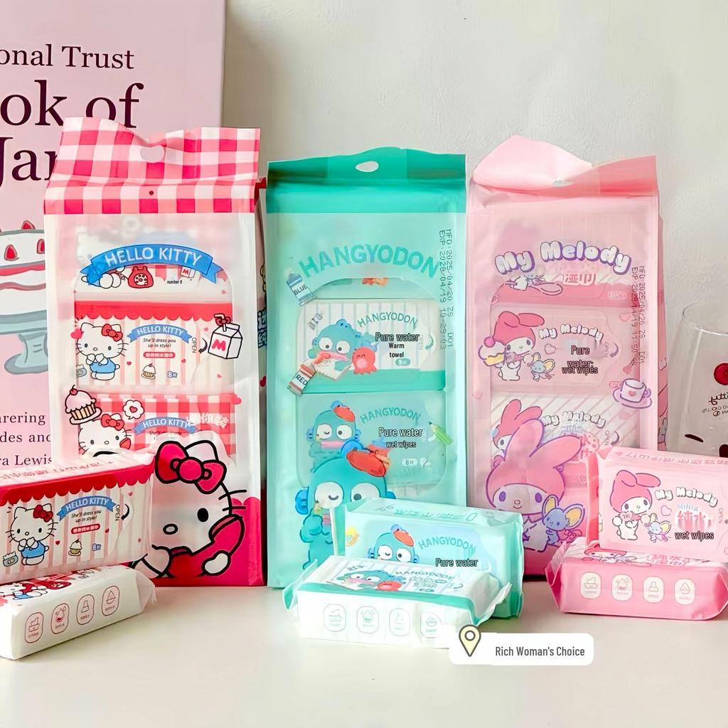 Hello Kitty Mini Wet Wipes - Portable Hand & Mouth Cleaning Bag