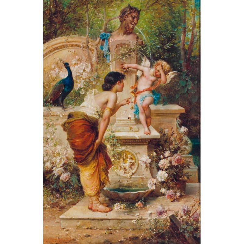 

Эстетика Ренессанса Ганс Зацка Картина на холсте Печать Портретная фигура Благородная дама в саду Плакат Настенное искусство Домашний декор 21cm×30cm NoFrame