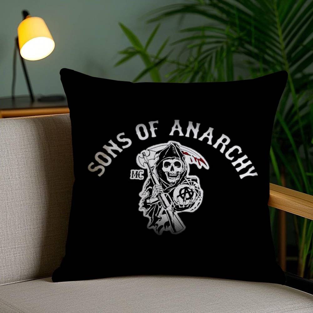 S-Sons of A-Anarchy Kissenbezug Haus Schlafsaal Stuhllehne Kurzer Plüsch Doppelseitiger Druck Büro Nickerchen Zeit Kissenbezug