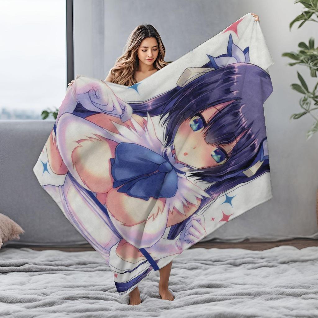 Cute Anime Girl Blanket - Soft Throw with Bunny Design, Perfect for Bedroom Decor, Unique Gift for Manga Fans