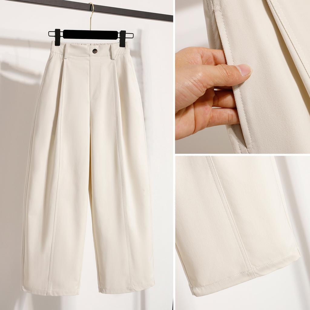 DIMANAF 2026 Plus Size Spring Summer Women Pants Elastic Waist Oversize Fashion Casual Long Pants Solid