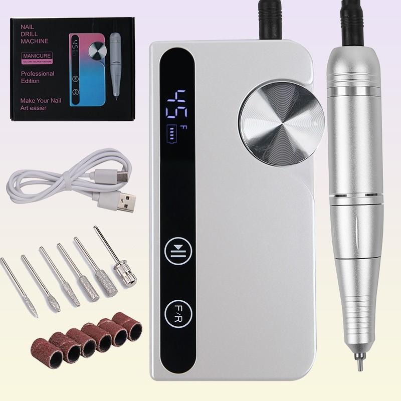 45000RPM Electric Nail Drill Machine Portable Gel Nails Polishing Nail File Rechargeable Home Manicure Salon Nail Sander