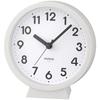 MAG Small Compact Wall Clock Table Stand Analog Cute Stylish Interior Woody Wood Grain Silent Continuous Second Hand Diameter 15.0 cm White Comport