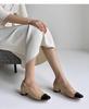 Luxuriöse Handgefertigte Damen-Flats aus Echtem Lammleder - Farbblock-Design mit Quadratischer Spitze und Mittlerem Klobigen Absatz