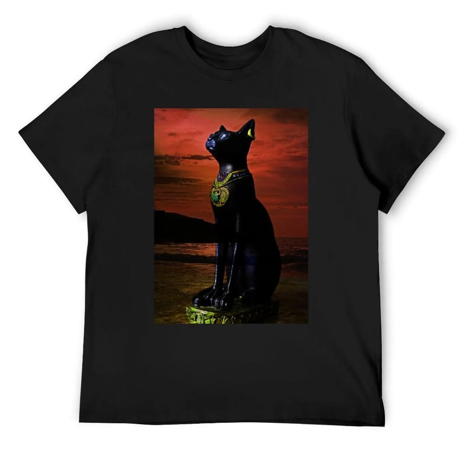 Футболка с изображением богини Бастет оверсайз дешевые вещи топы аниме рубашки мужские S