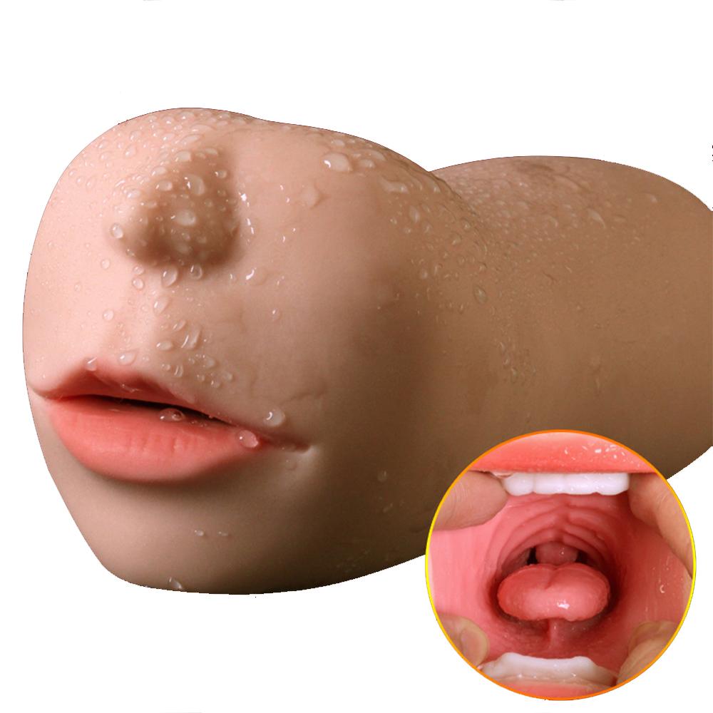 Realistic Oral 3D Deep Throat with Tongue Teeth Artificial Vagina Male Masturbator Realistic Pussy Oral Sex Toys for Men