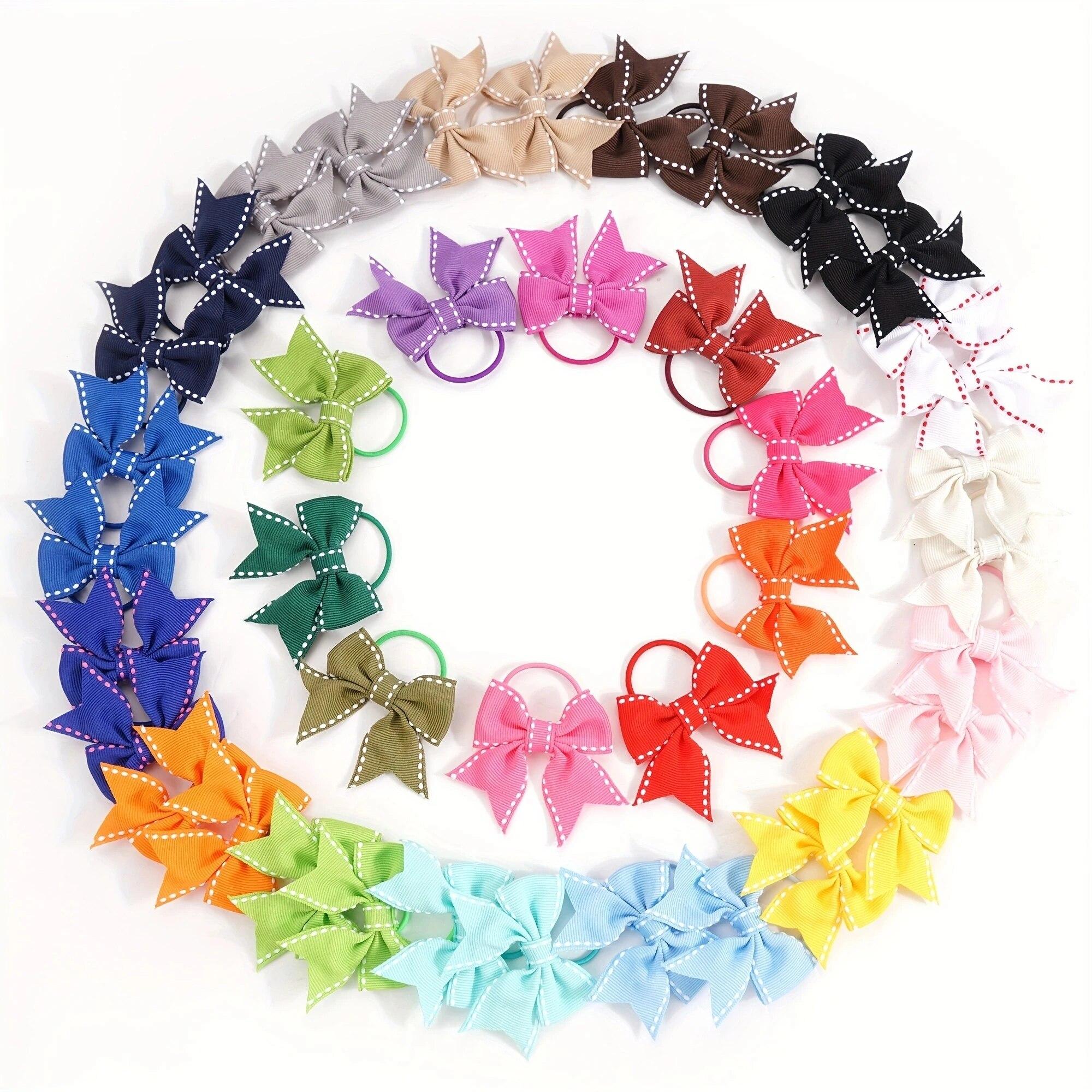 

20 шт. банты для волос для малышей, детские резинки для волос, держатели для хвостиков, милые косички, банты, маленькие резинки для волос, 2,5 дюйма, ленты для волос с репсовой лентой, банты для волос