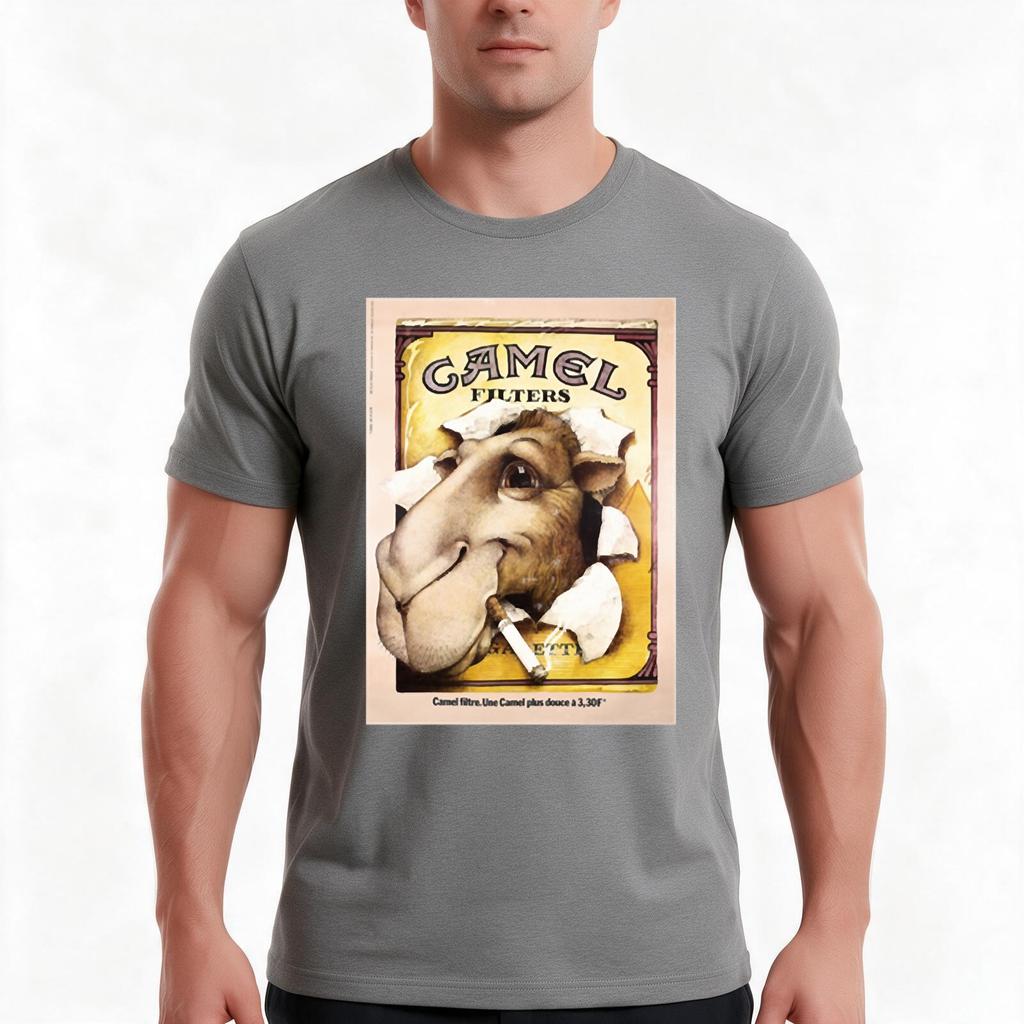 Camel Filters Tshirt Summer Casual Cotton Tee Oversized Streetwear Tops Vintage Graphic Print Loose Fit Short Sleeve