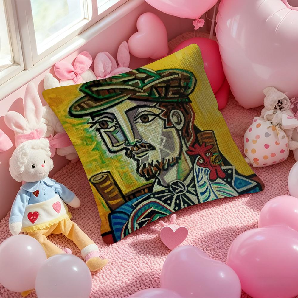 Picasso Pillow Case Antidustmite Pillowcase Invisible Zipper Silky Short Plush Sofa Cushion Cover