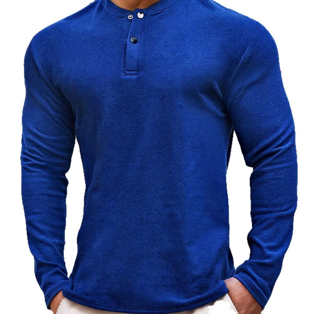 2025 New Autumn and Winter Long-sleeved Solid Color Outdoor Sports and Leisure German Velvet Long-sleeved Tops for Men