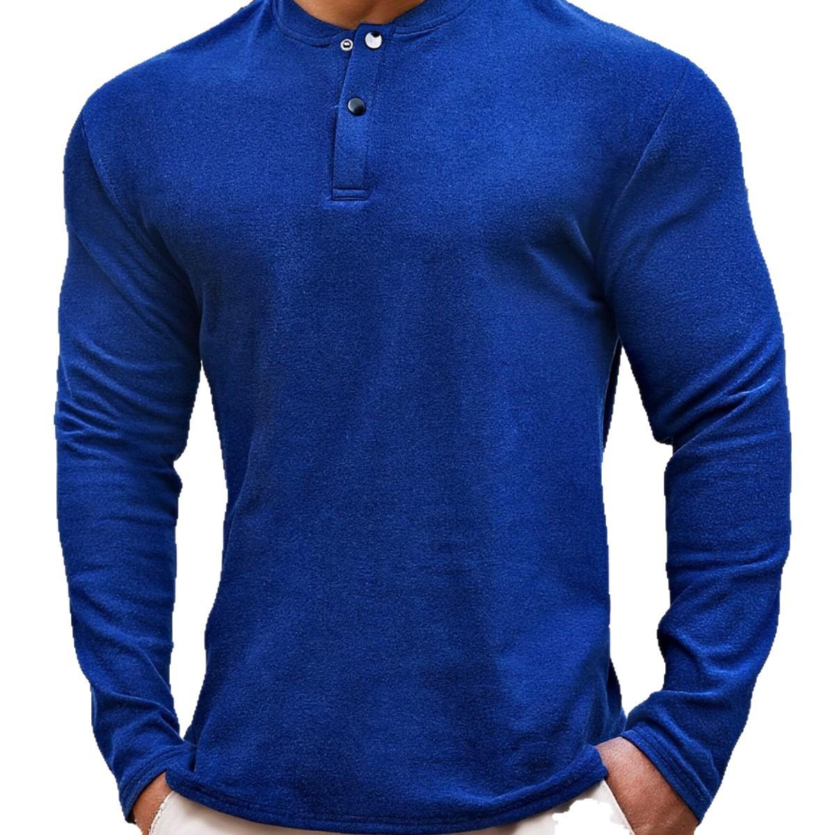 

2025 New Autumn and Winter Long-sleeved Solid Color Outdoor Sports and Leisure German Velvet Long-sleeved Tops for Men XL синій