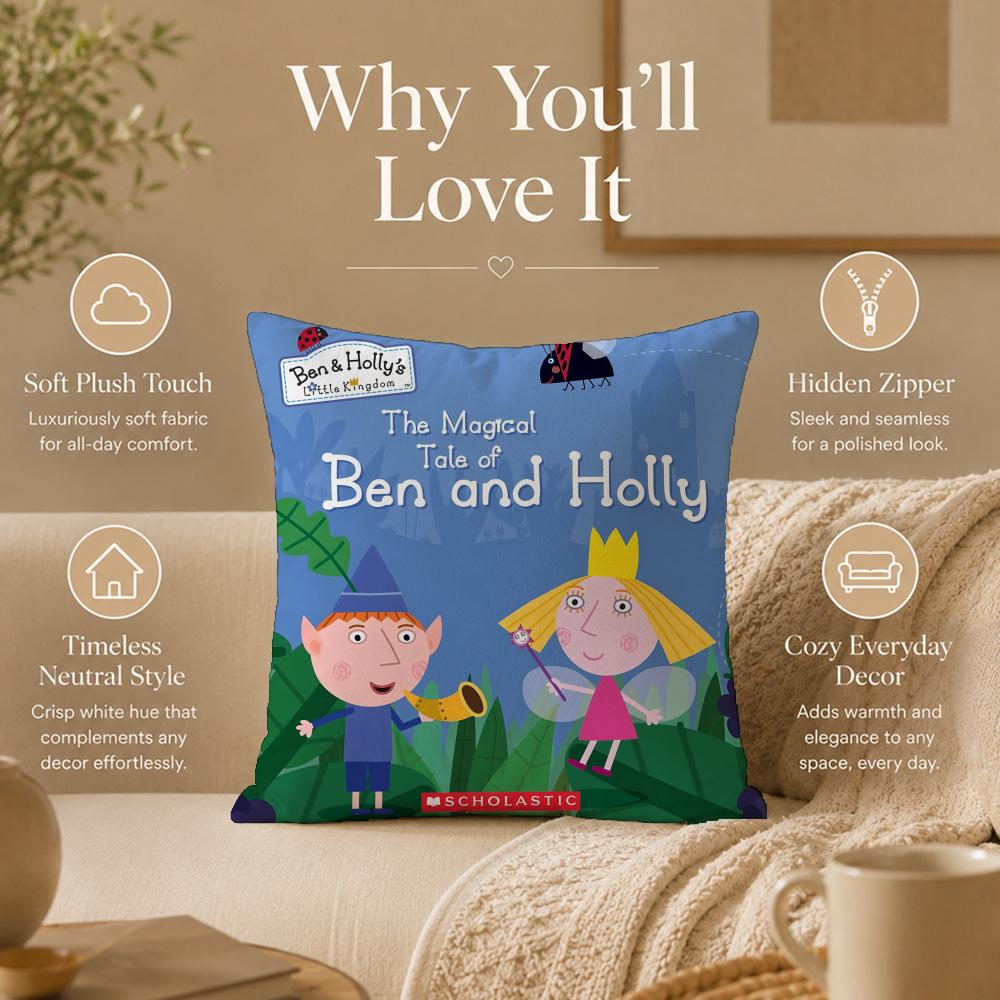 Housse de coussin dessin animé B-Ben Et Holly Petit Royaume Housse de coussin imprimée recto-verso Hypoallergénique Anti-acariens