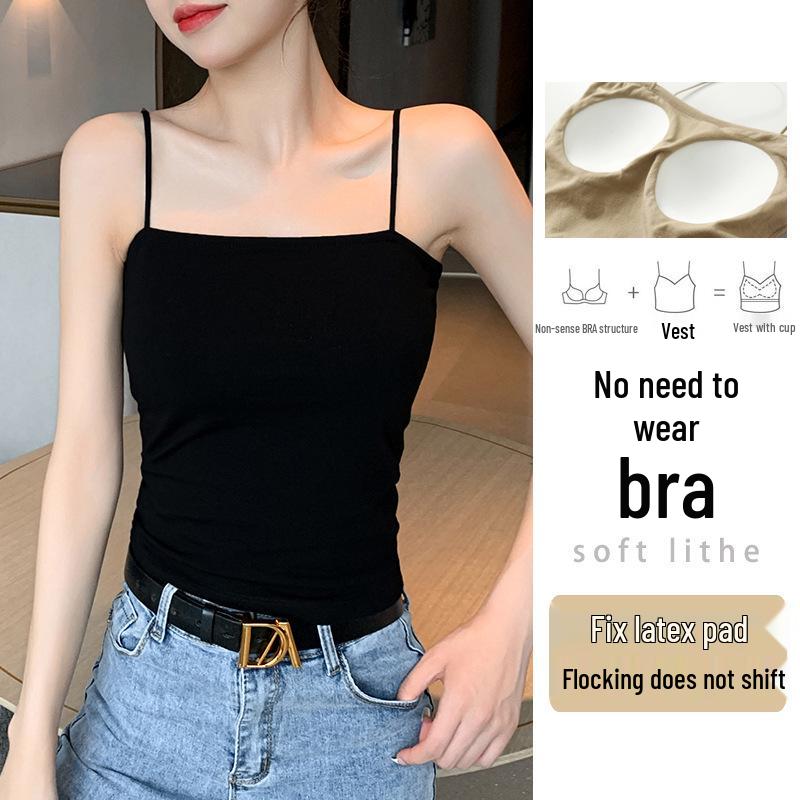 

Women s One-Shoulder White Camisole with Chest Pads - Spring/Summer Style, Beautiful Back Design One Size (fits 80-135 lbs)
