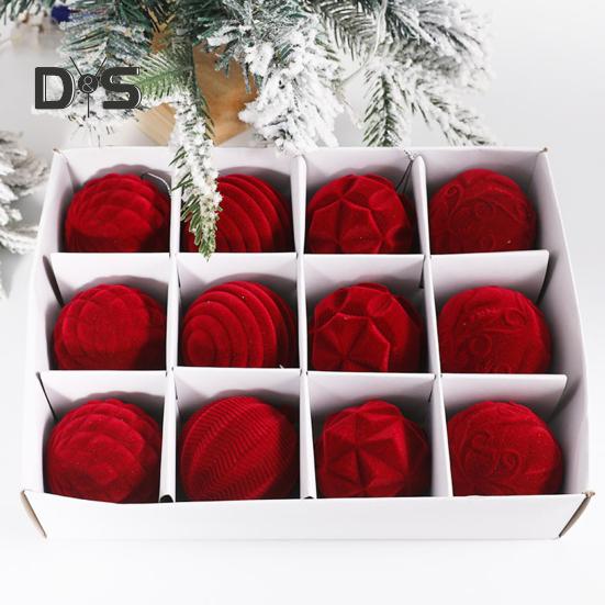 12 ks sametové vánoční koule 2,36 palcové koule na zavěšení na stromeček nerozbitné vánoční koule na svatbu