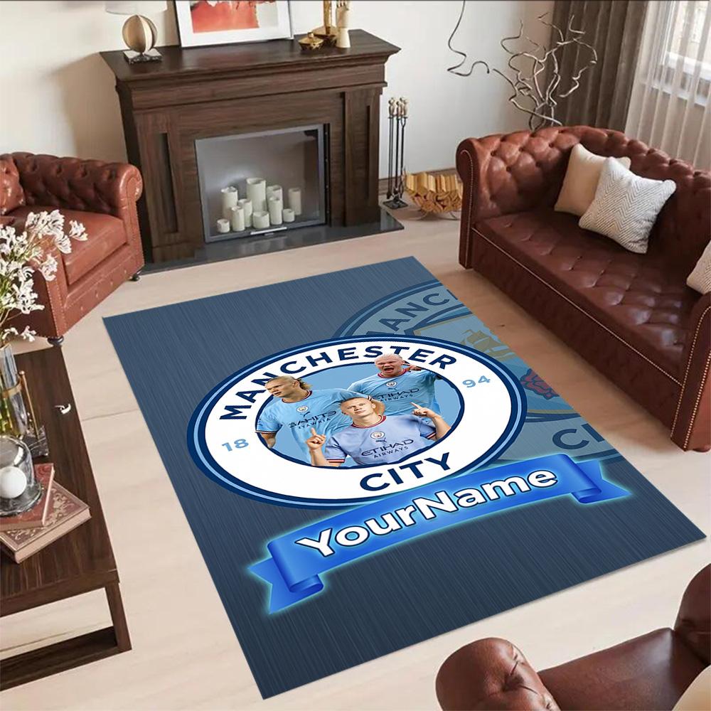 Manchester City Customizable Name Floor Rug Office Rug Suitable for Kitchen Balcony Study room Living Rooms Anti-slip Rug Decorate Offices