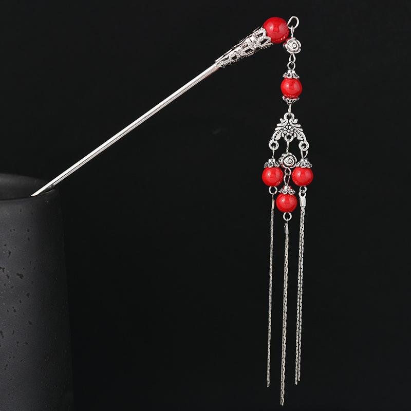 Handmade original design antique fringed hairpin long step hairpin hairpin hairpin head jewelry female