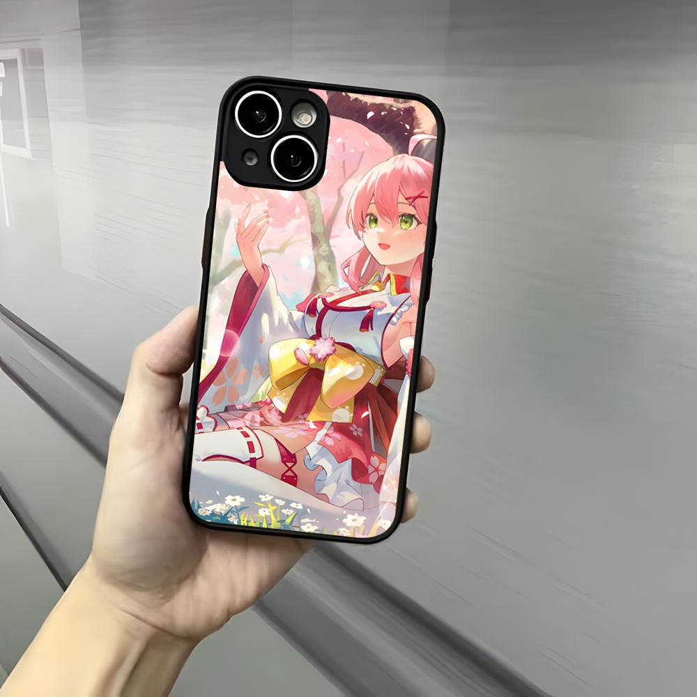 Pink S-Sakura M-Miko Phone Case For Iphone 17 16 15 14 13 12 Pro Max Xr Air Plus Skin Feel Black Hard Shell Cover
